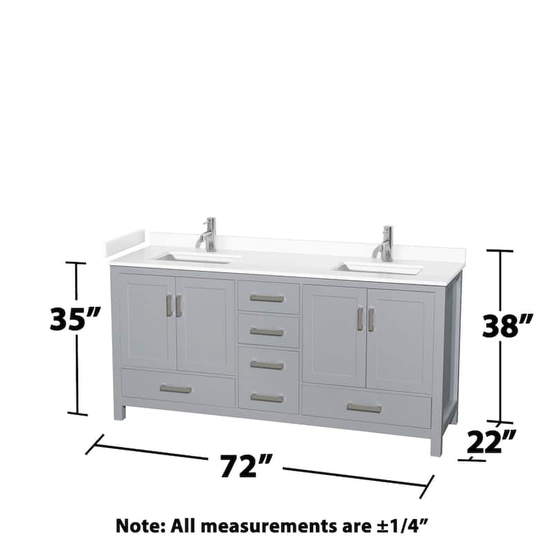 Wyndham Collection Sheffield 72" Double Bathroom Vanity, Carrara
