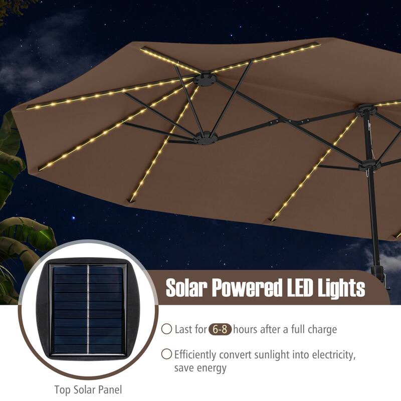 Costway 15.5 FT Extra-Large Patio Umbrella with LED Solar Lights & 12 - See Details