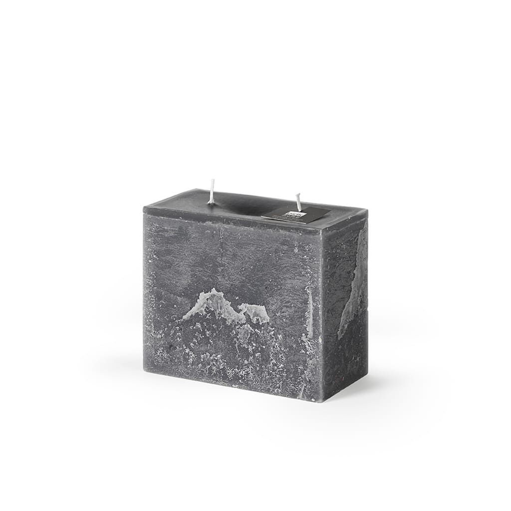 Rectangle 2-Wick Pillar Candle 6.3"x5.15"x3.15" Anthracite- ST