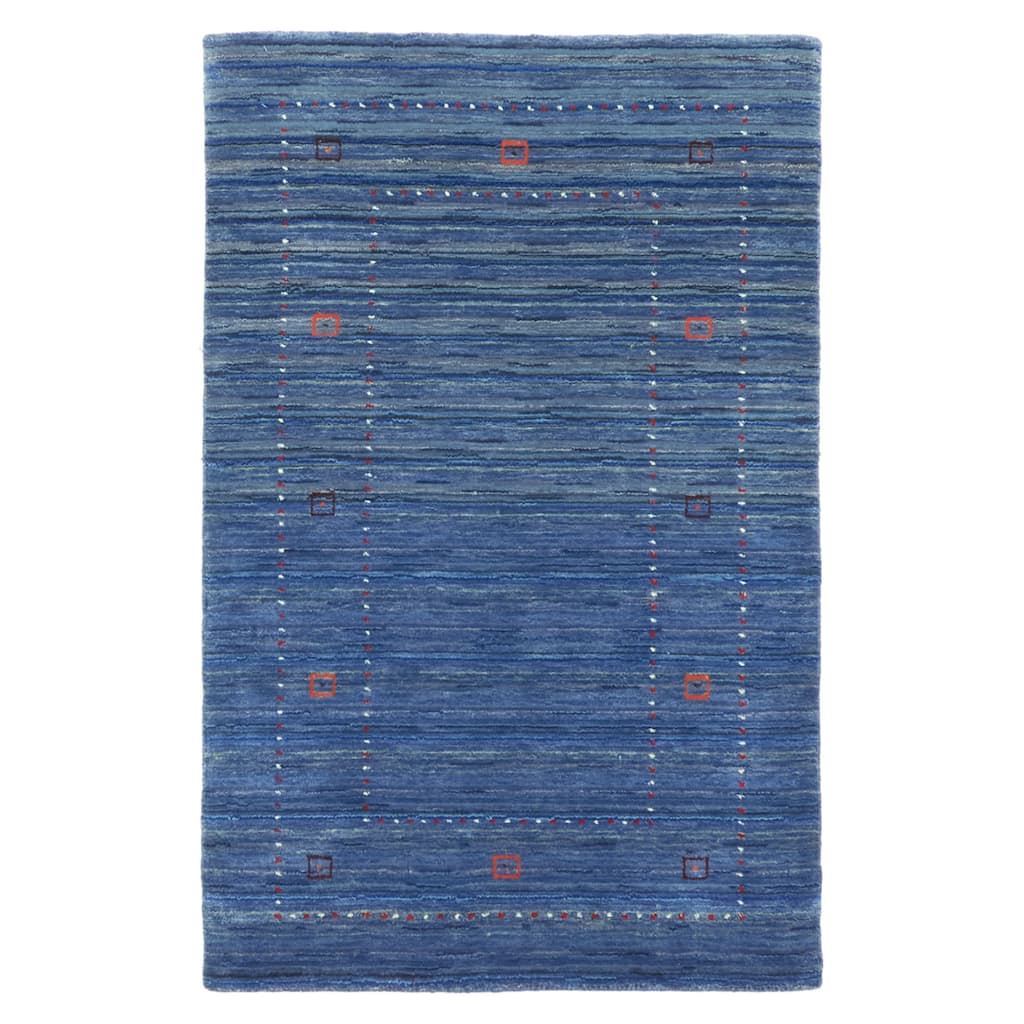 ECARPETGALLERY Hand Loomed Kashkuli Gabbeh Blue Wool Rug - 3'1 x 4'8