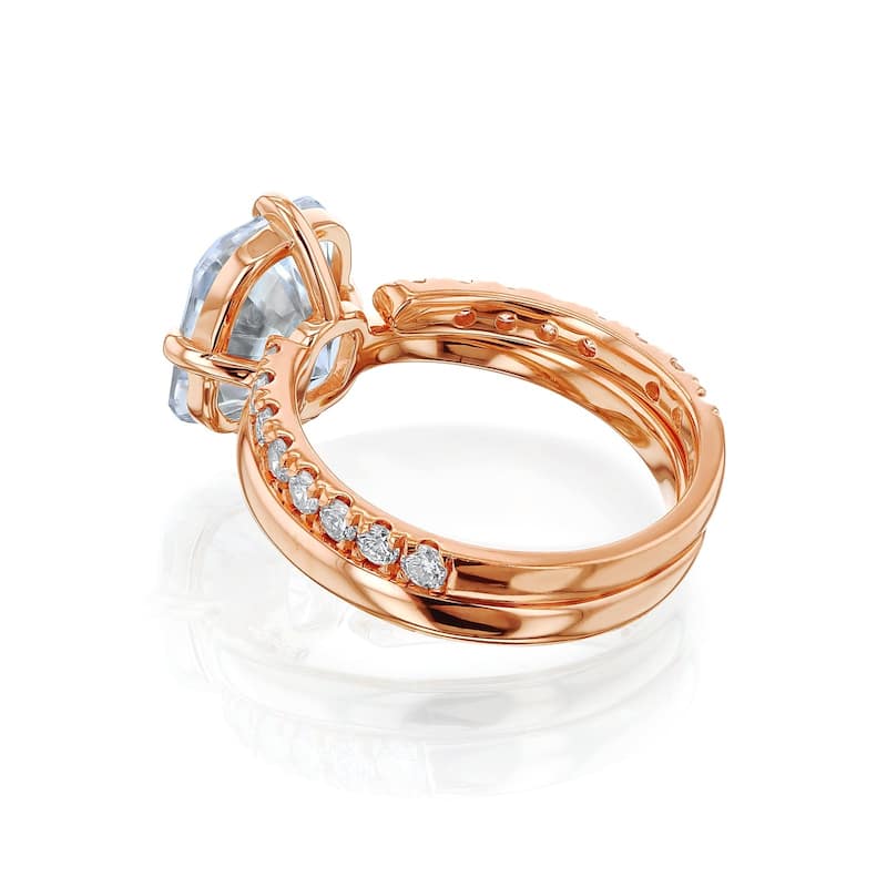 Kobelli 3.40 Carats Diamond 14k Solid Gold Elongated Cushion Starlight 2pc Bridal Rings Set (EF/VS, Certified)