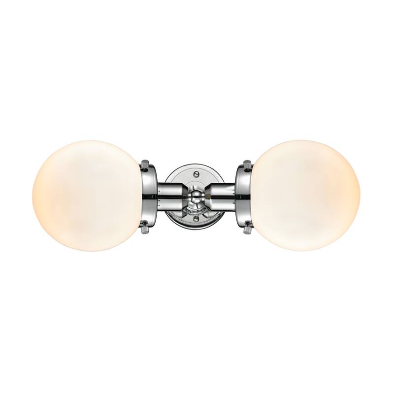 Innovations Lighting Globe 2 Light 14" Wide Bathroom Vanity Light - Polished Chrome / Matte White