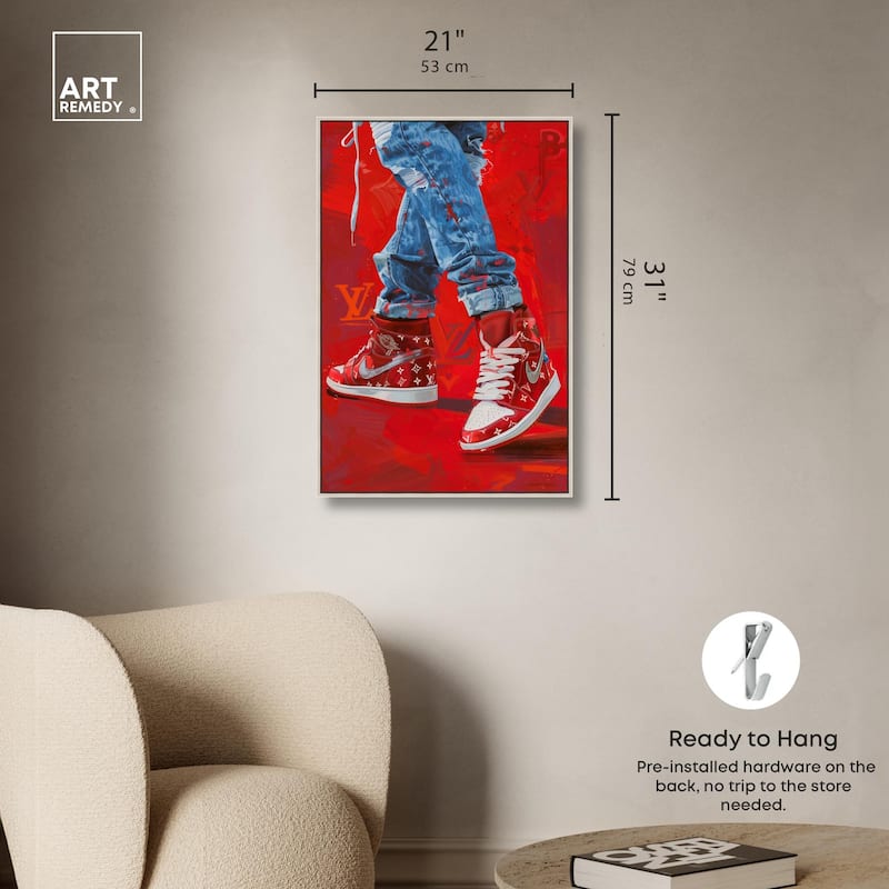 Bold Red Glam Sneakers Canvas by Art Remedy