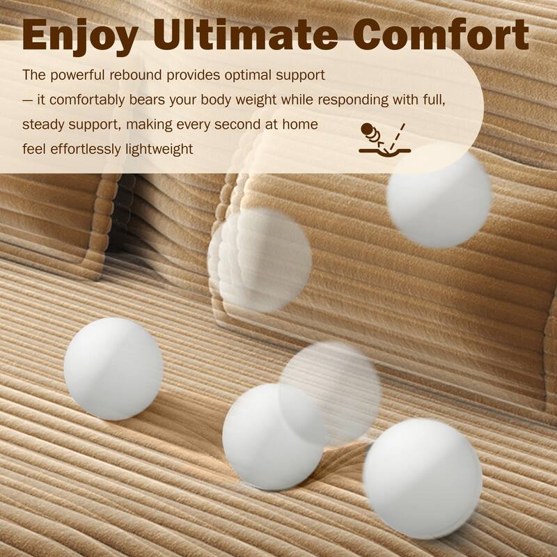 Convertible Floor Sofa with Corduroy Fabric, Twin Mattress & No Assembly