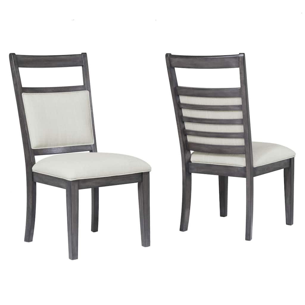 Weathered Finish Upholstered Side Chairs - 40.5 - Gray - Set of 2