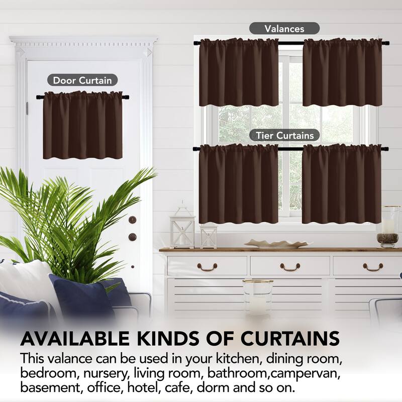 Deconovo Cafe Curtains Rod Pocket Window Short Drapes Tier Pair