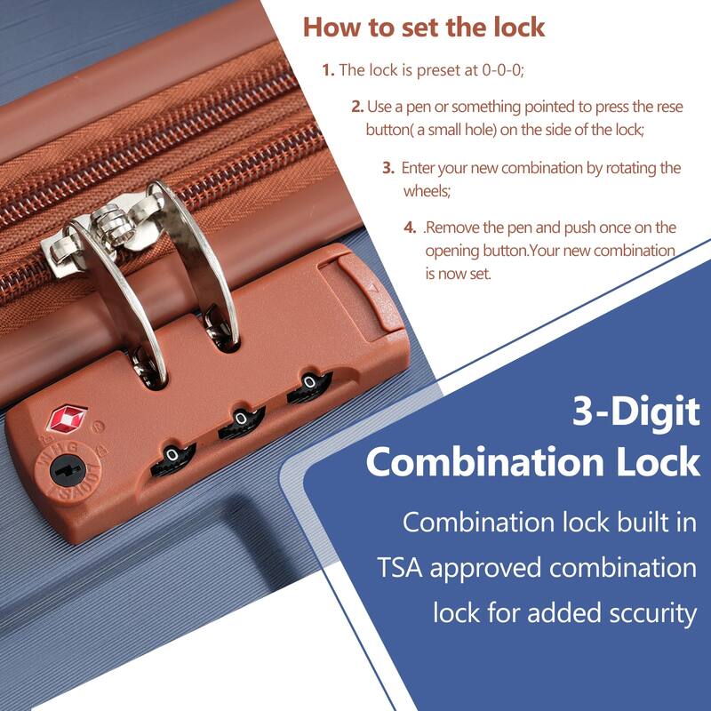 3 Piece ABS Expandable Hardshell Lightweight Suitcases with TSA Lock