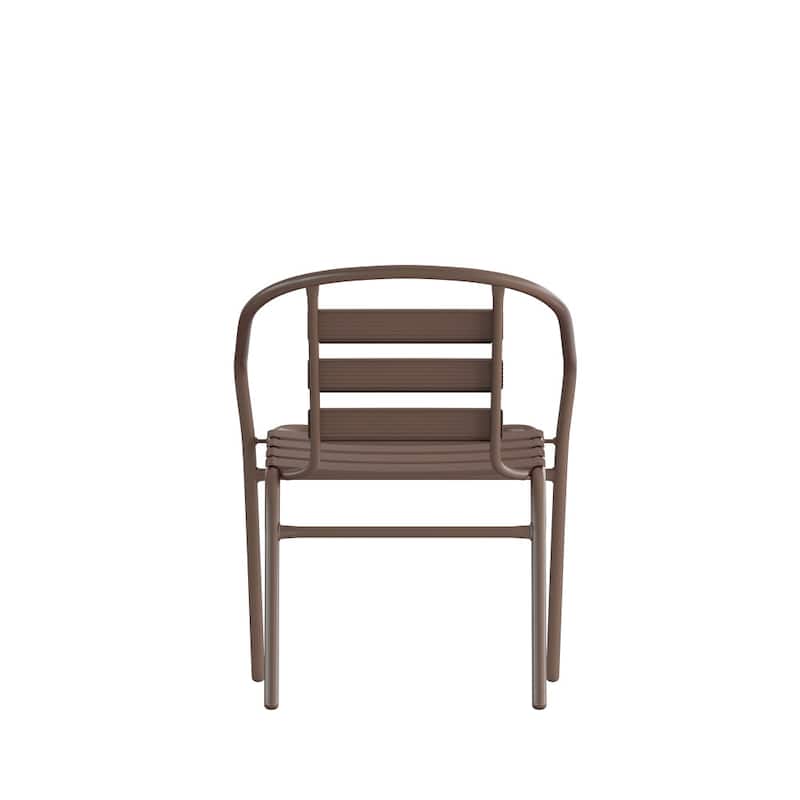 Modern Aluminum Slat Stacking Outdoor Restaurant Chairs (Set of 4)
