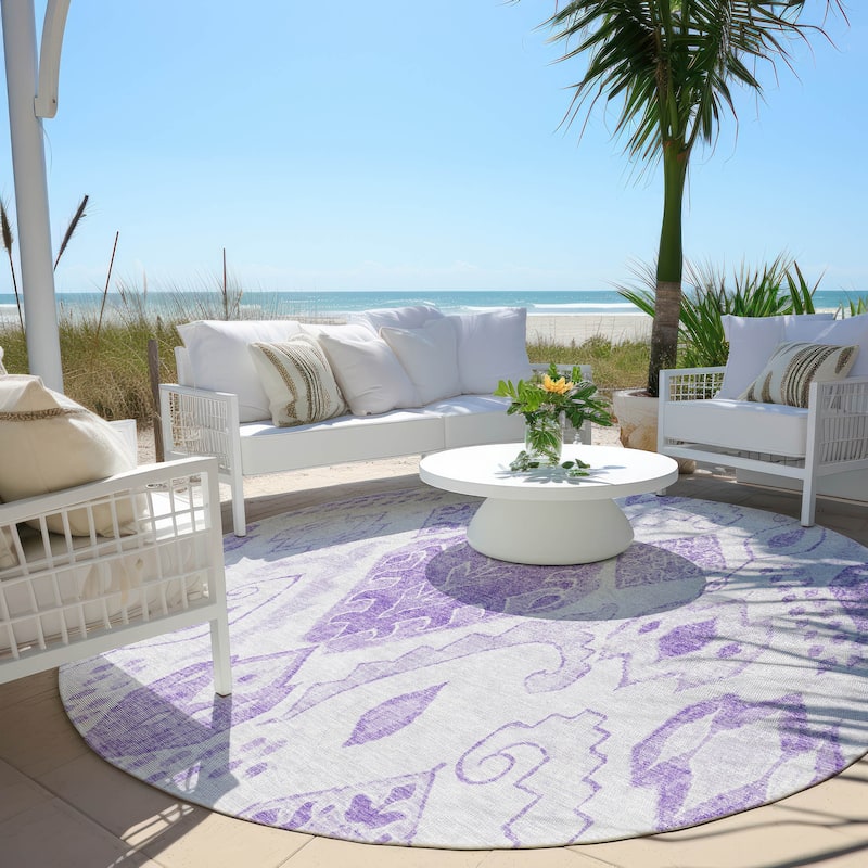 Machine Washable Indoor/ Outdoor Chantille Global Boho Rug - Purple - 8' x 8'