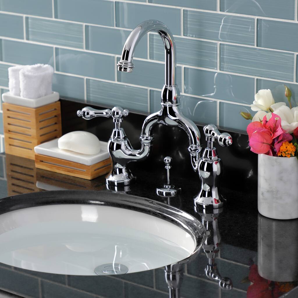 Vintage High-spout Chrome Bridge Bathroom Faucet