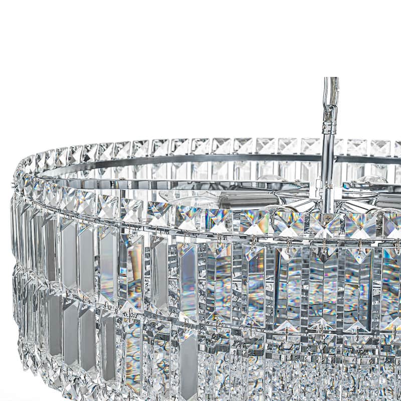8-Lights Modern Drum Crystal Chandelier Round Dining Room Light Fixture