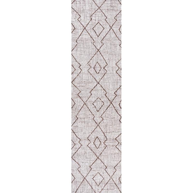 JONATHAN Y Derya Tribal Diamond Trellis Indoor/Outdoor Area Rug - 2 X 8 - Beige/Brown