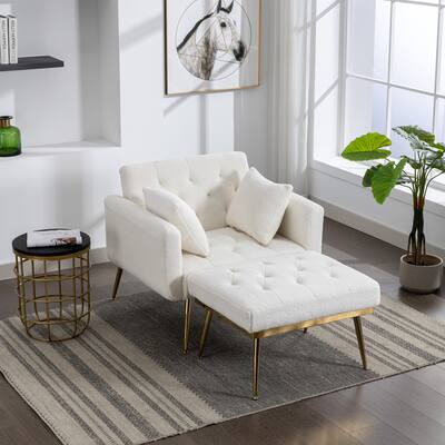 Single Recliner Armchair Adjustable Chaise Lounge w/ Ottoman