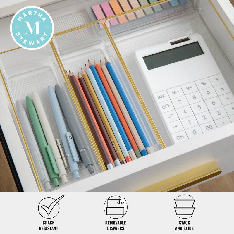 Flash Furniture BE-PB9085-G-5-MS Kerry 2" Tall Office Organizer Set - Clear / Gold