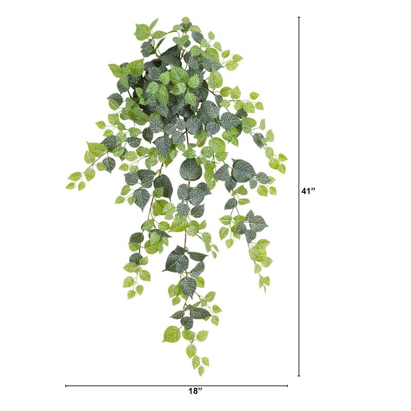 41-in UV Resistant Artificial Fittonia Hanging Plant - Set of 3