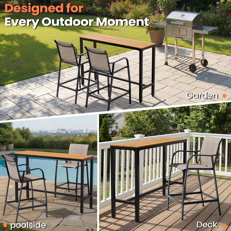 Pellebant Outdoor Bar Height Barstools Patio Bar Stools Chairs - 22.5 " D x 21.3 " W x 44 " H