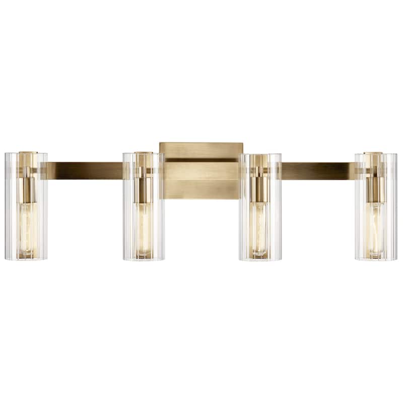 Jemsa 32 in. 4-Light Bathroom Vanity Light with Clear Fluted Glass