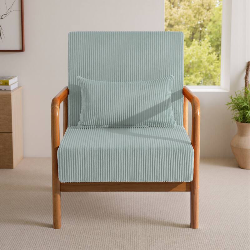 Mid-Century Upholstered Accent Chair with Wood Frame