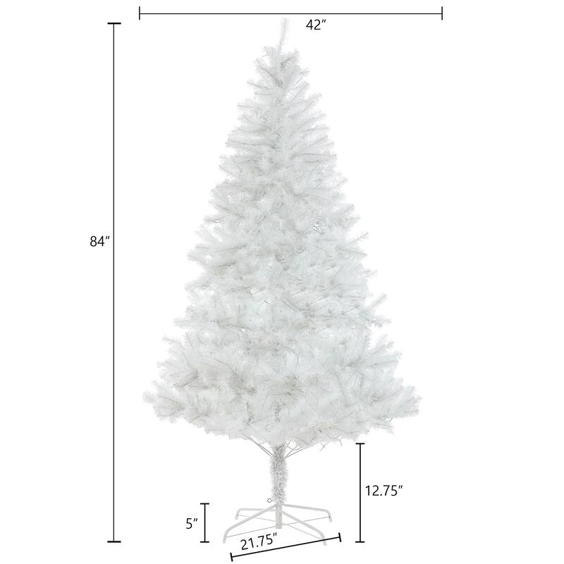 Pre-Lit LED 7ft White Artificial Christmas Tree with Metal Stand - 84" H x 42" Diameter