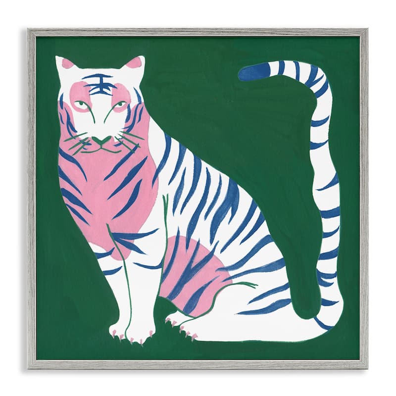 Stupell Fierce Modern Tiger Framed Giclee Art Design By Melissa Wang - 24 x 24 - Grey