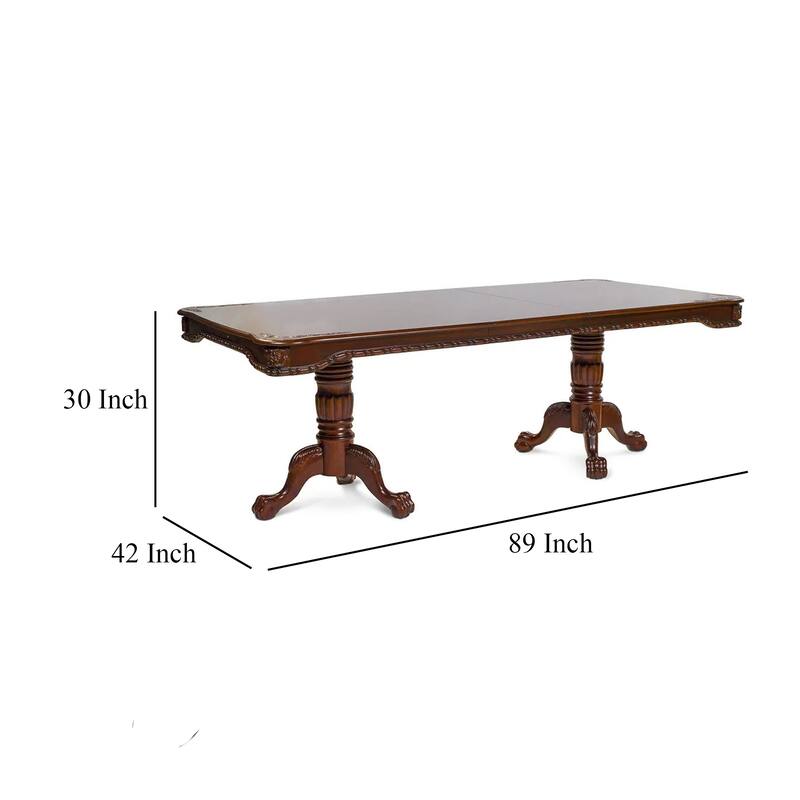 Mina Dining Table, 71-89 Inch Extendable Rectangular Top, Cherry Brown