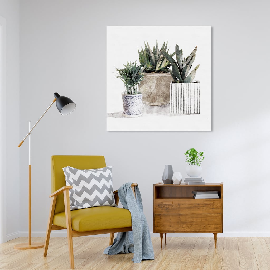 Wynwood Studio 'Succulent Gallery' Floral and Botanical Wall Art Canvas Print Botanicals - White, Green