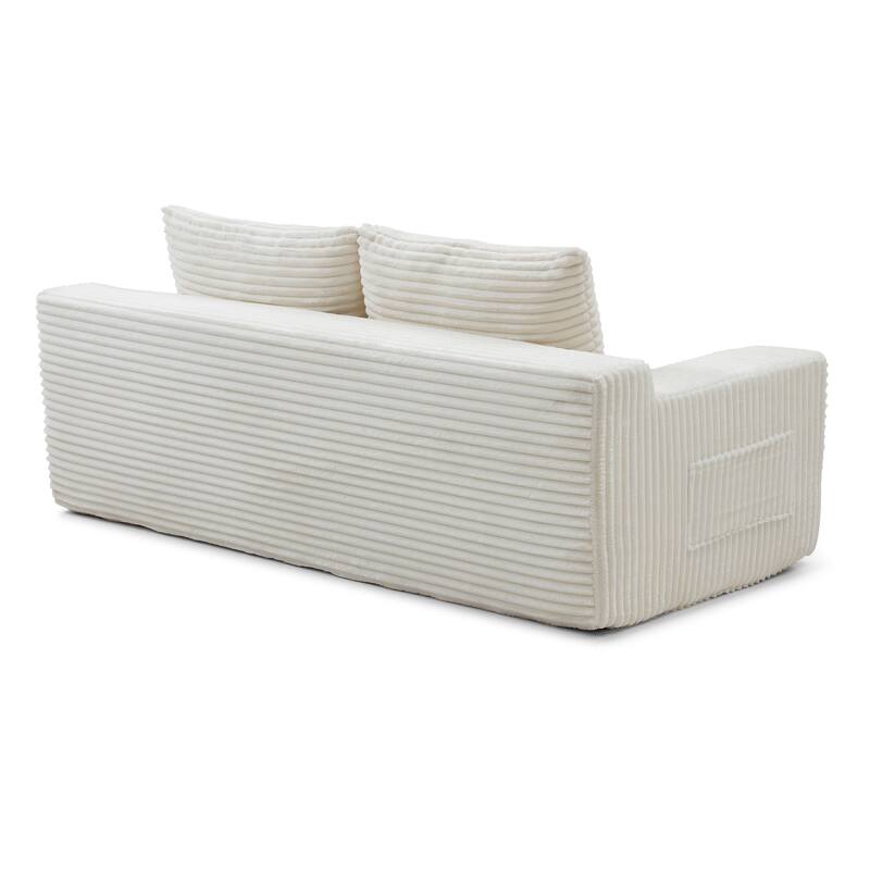 Memory Foam Cloud Loveseat Sofa, 2 in 1 Convertible Folding Couch Bed, No Assembly Compressed Corduroy Floor Lounge Sofa