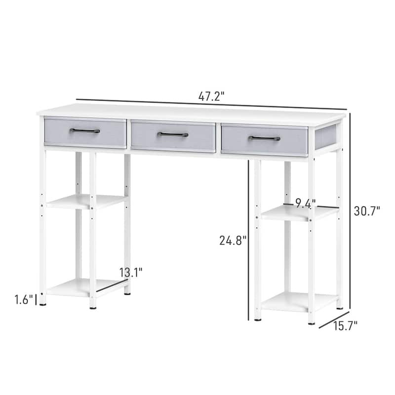 Steel Computer Desk with Drawers and Adjustable Shelves