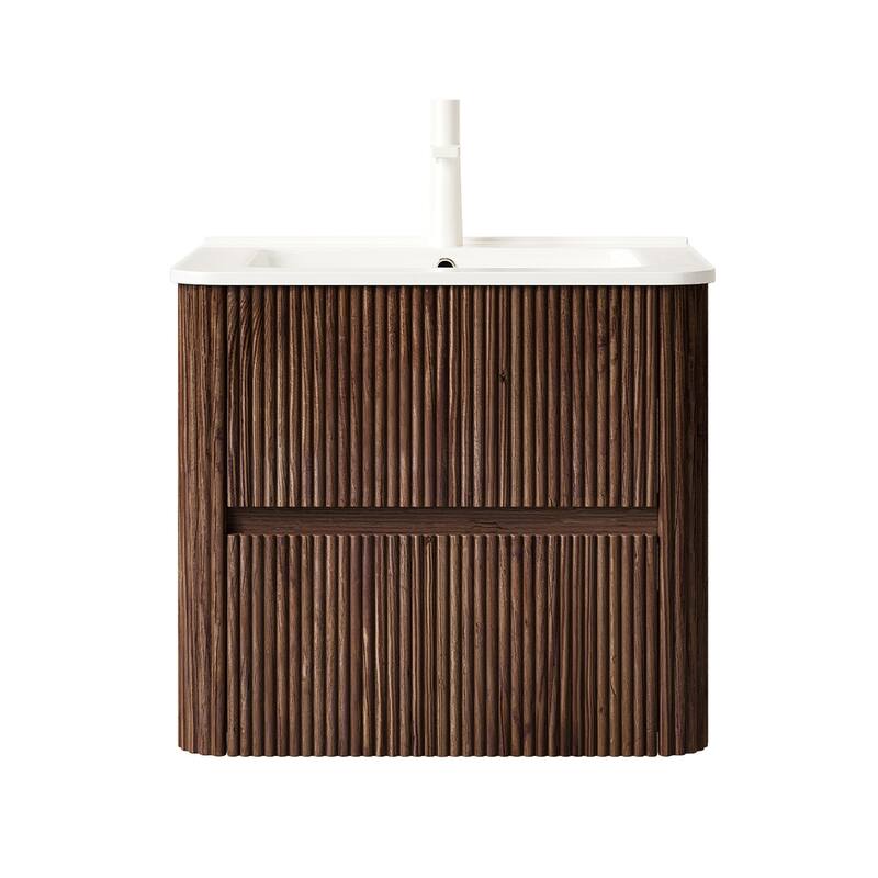 Floating Stripe Bathroom Vanity with Ceramic Sink