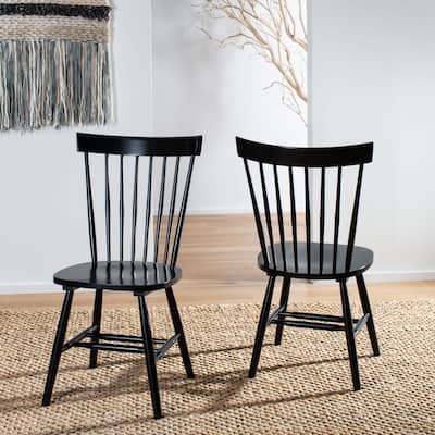 SAFAVIEH Country Classic Dining Country Lifestyle Spindle Back Black Dining Chairs (Set of 2) - 20.5" x 21" x 36"