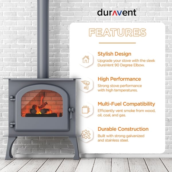 DuraVent DVL 6DVLE90 Galvanized Double Wall Stove Pipe 90 Degree Elbow