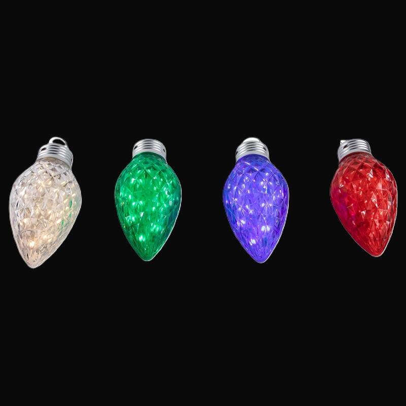 4 Count LED Multi-Color Giant C9 Faceted Twinkle Christmas Lights 12 ft White Wire - 12'