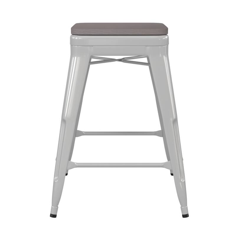 Indoor/Outdoor Backless Counter Stool with Poly Resin Seat