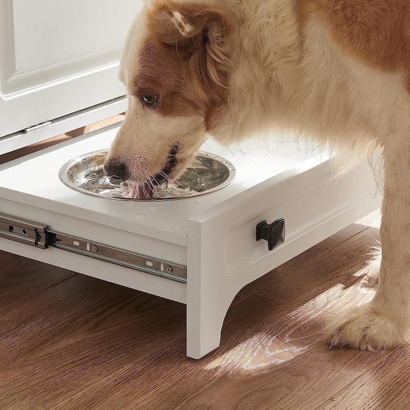 Roomfitters Dog Feeding Station with 2 Elevated Dog Bowls, Tilt Out Pet Feeding Cabinet Station