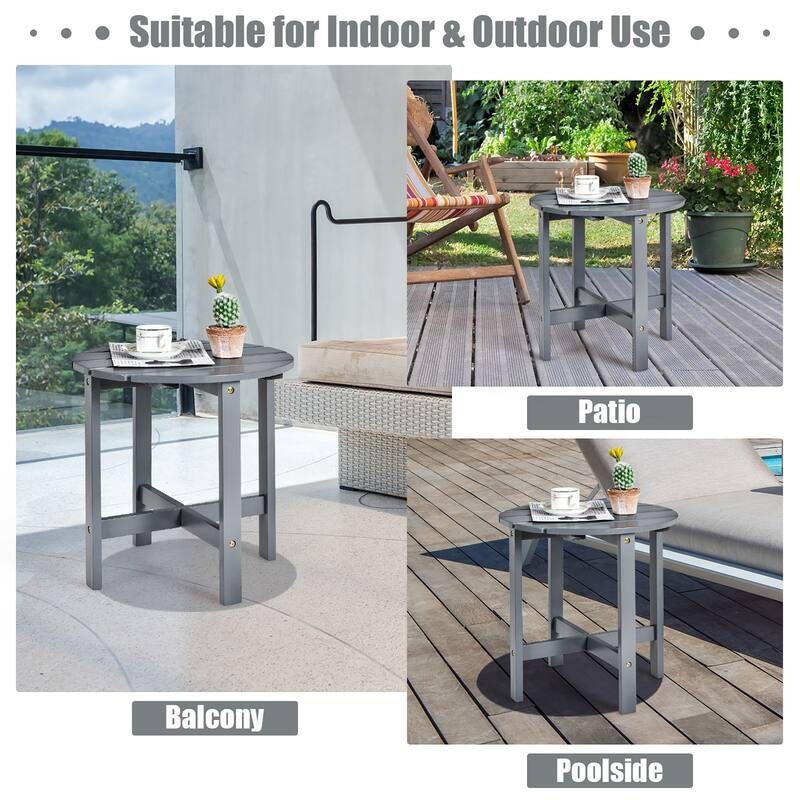 Round Patio Side Table Outdoor Bistro Table with Cruciform Structure