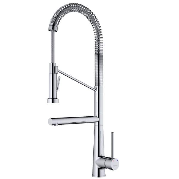 slide 2 of 20, Karran Tumba Single-Handle Pull-Down Sprayer Kitchen Faucet Chrome
