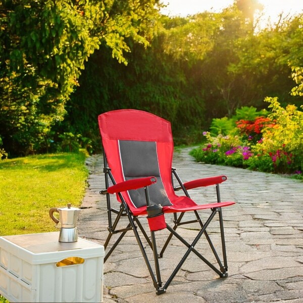 KISRAIS Outdoor High Back Portable Collapsible Chair with Cup