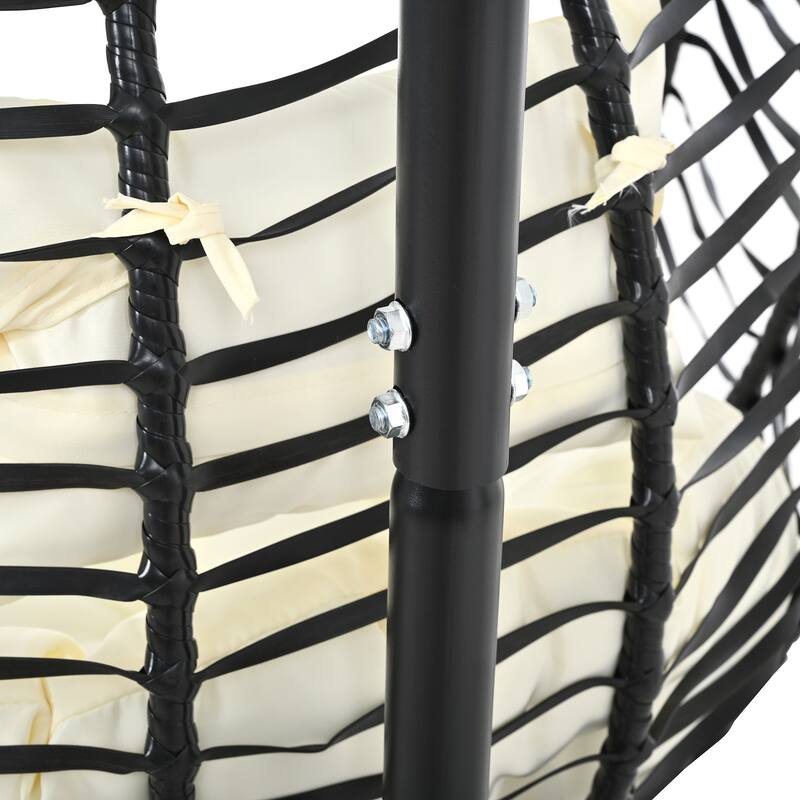 Roomfitters Indoor Outdoor Hanging Egg Hammock Chair with Stand, Wicker Rattan Swing for Patio and Bedroom