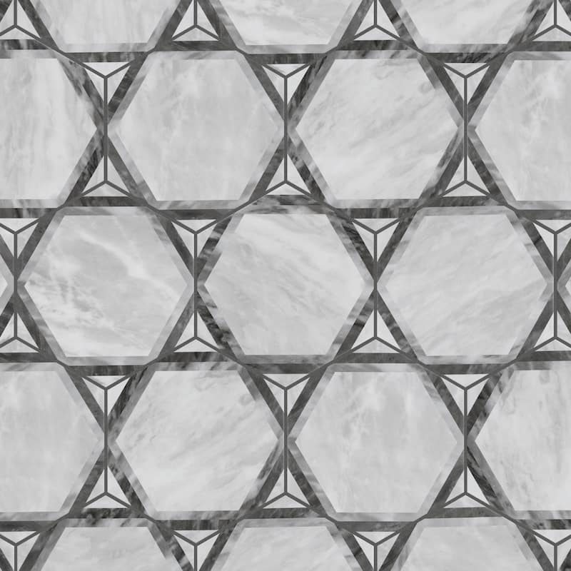 Merola Tile Classico Bardiglio Hex Dimension Light 7" x 8" Porcelain Floor and Wall Tile