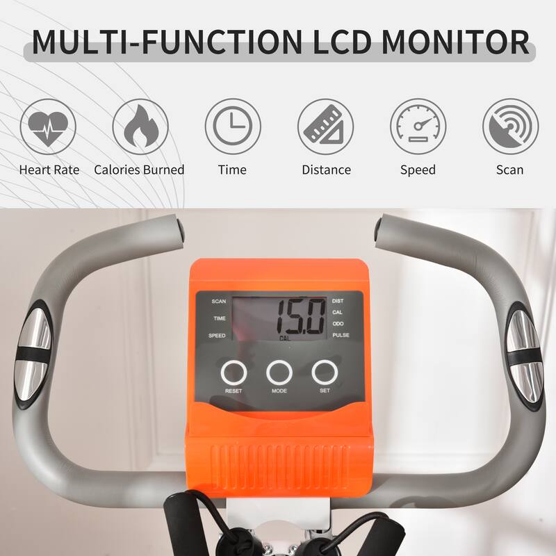 Soozier 2 in 1 Upright Exercise Bike Stationary Foldable Magnetic Recumbent Cycling with Arm Resistance Bands