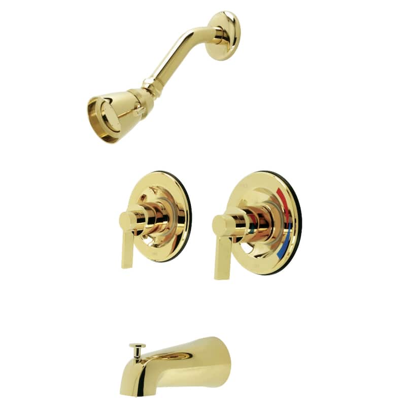 NuvoFusion Two-Handle Tub and Shower Faucet with Volume Control - Polished Brass
