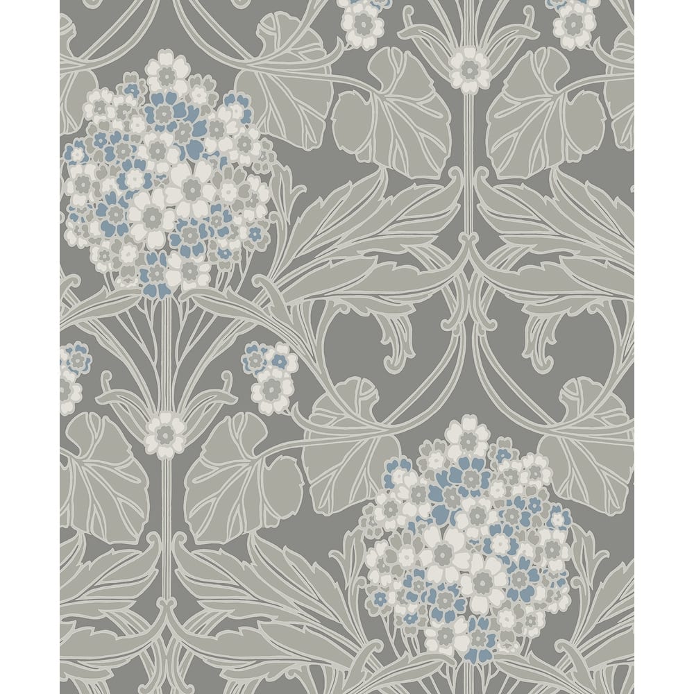 Seabrook Designs Floral Hydrangea Nonwoven Unpasted Wallpaper