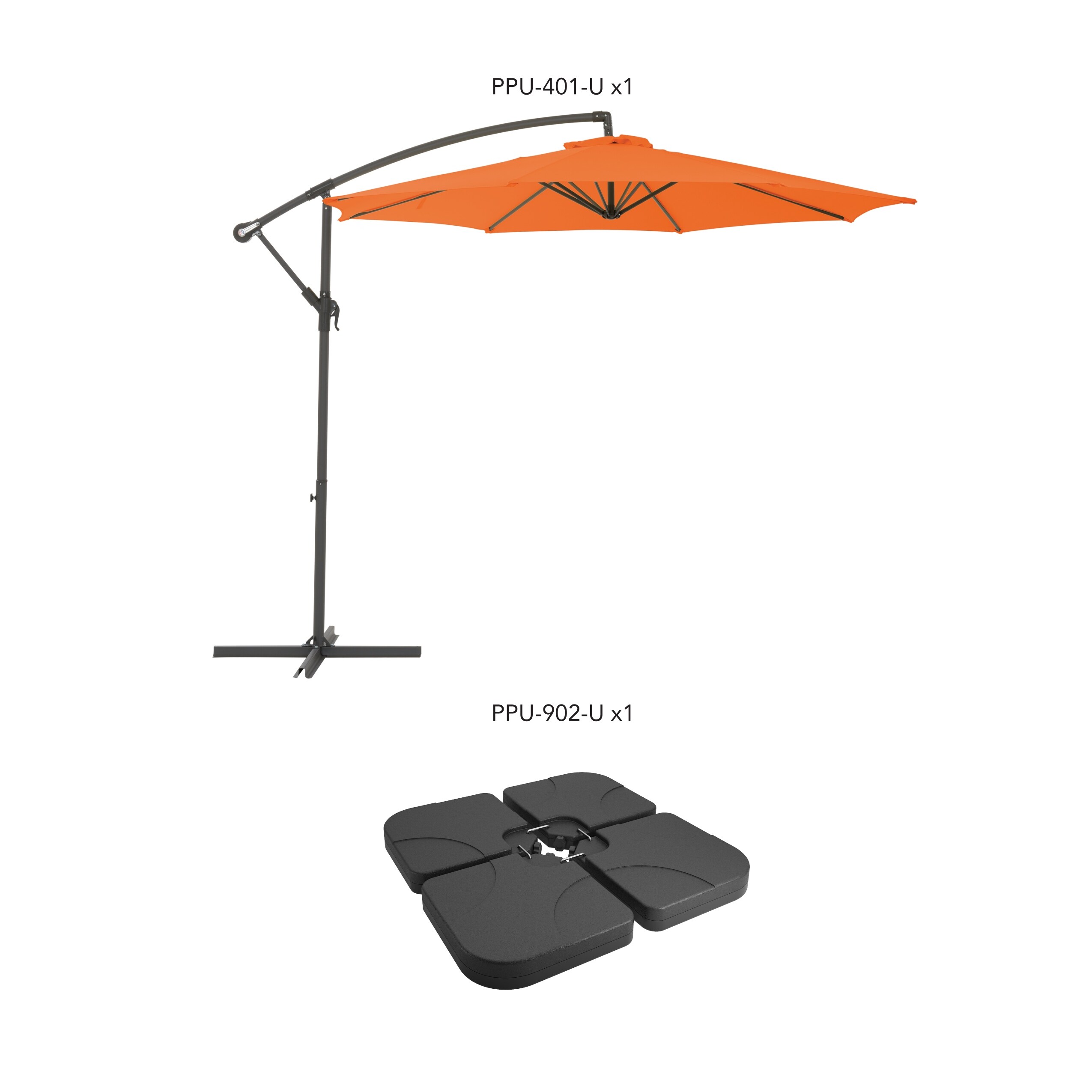 corliving patio umbrella base weights Cantilever Concrete Stand Plates get comfy 9.5ft Tilting Offset Patio Umbrella