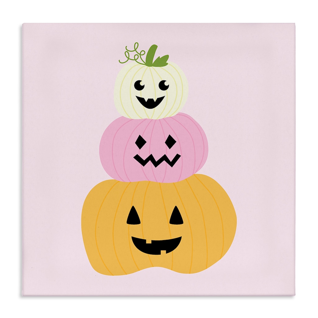 Stupell Pastel Happy Jack-o-Lanterns Canvas Wall Art Design By Sazerelli Designs