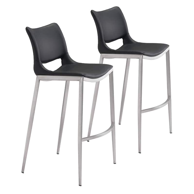 Barstool (Set of 2) - 20.9" W x 21.7" D x 40.9" H - Black, Silver