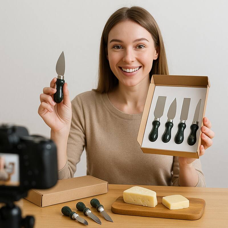 Creative Home Set of 4 Natural Green Marble Multipurpose Cheese Knife Set