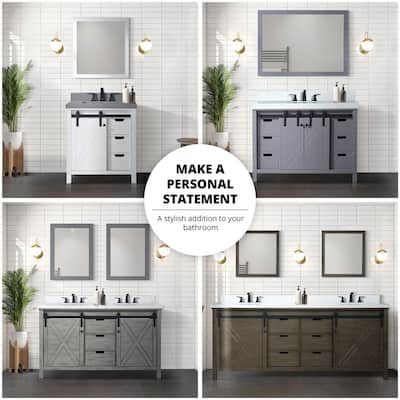 Marsyas 60 in W x 22 in D White Double Bath Vanity, Grey Quartz Countertop and 24 in Mirrors