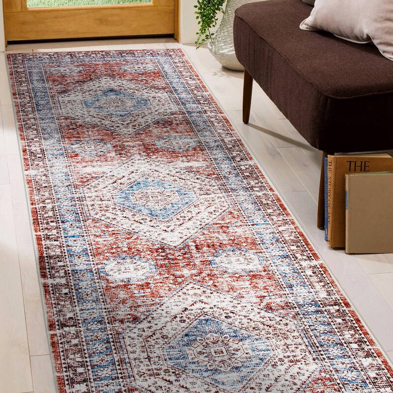 World Rug Gallery Distressed Traditional Machine Washable Area Rug