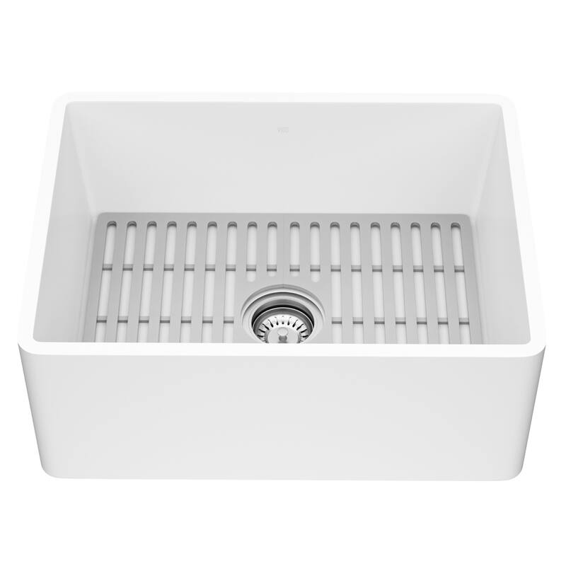 Vigo VGRA2418FLK1 Matte Stone 24" Farmhouse Single Basin Solid Surface - Matte White