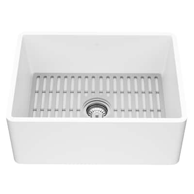 Vigo VGRA2418FLK1 Matte Stone 24" Farmhouse Single Basin Solid Surface